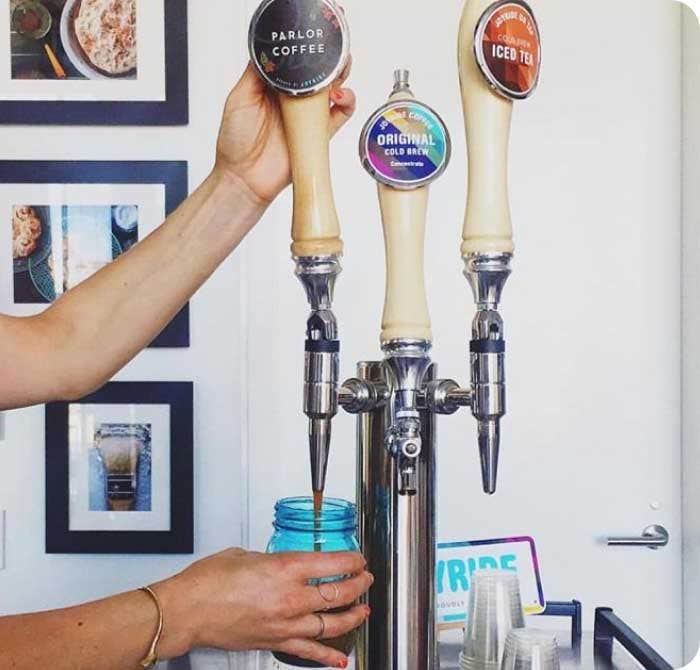 three taps that dispense cold brew coffee